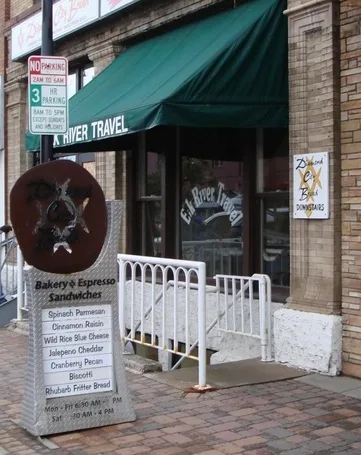 Diamond City Bread storefront sign and entrance on Jackson Avenue in Elk River, MN